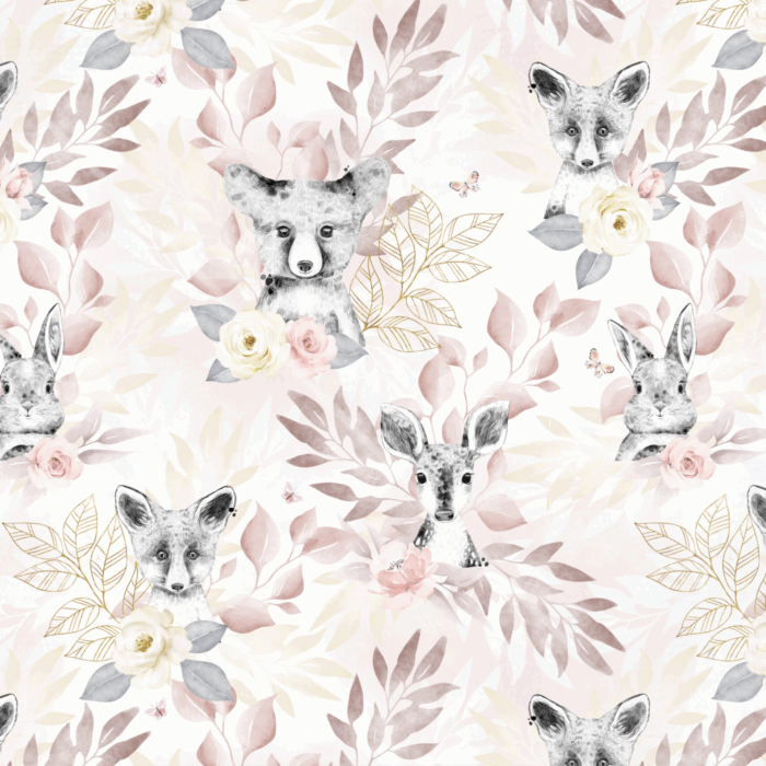 Tissu Animaux de la Foret Blush, 10 tissus au choix