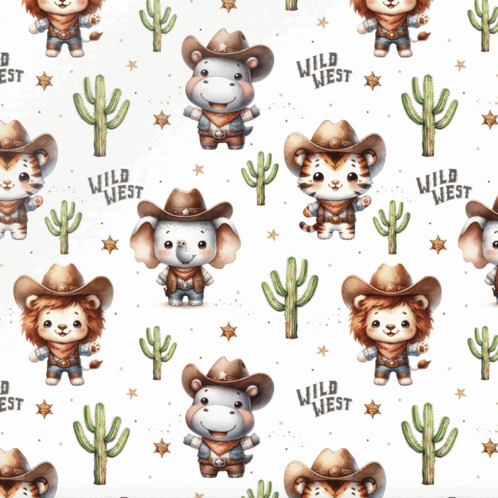 Tissu Imprimé Lion Elephant Cactus, 10 tissus au choix