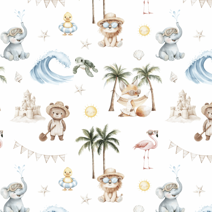 Tissu Exclusif Animaux en Vacances, 10 tissus au choix