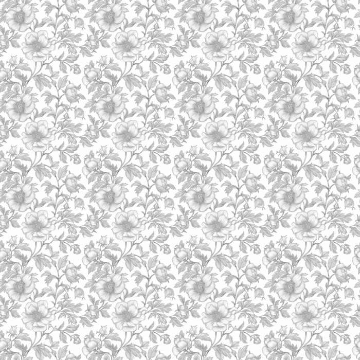Tissu Inspiration Toile de Jouy Pivoines Gris, 11 tissus au choix