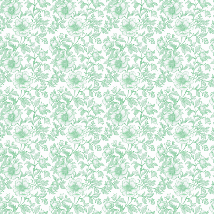 Tissu Inspiration Toile de Jouy Pivoines Vert, 11 tissus au choix