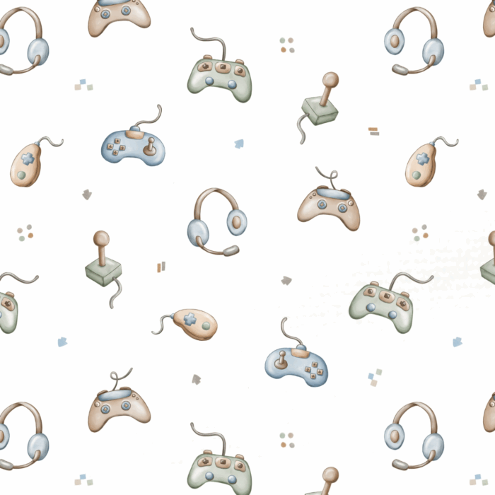 Tissu Imprimé Console de Jeux Blanc, 10 tissus au choix
