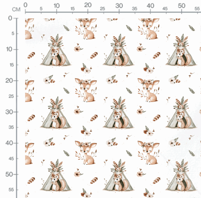 Tissu Imprimé Biche et Écureuil Boho, 10 tissus au choix – Image 2
