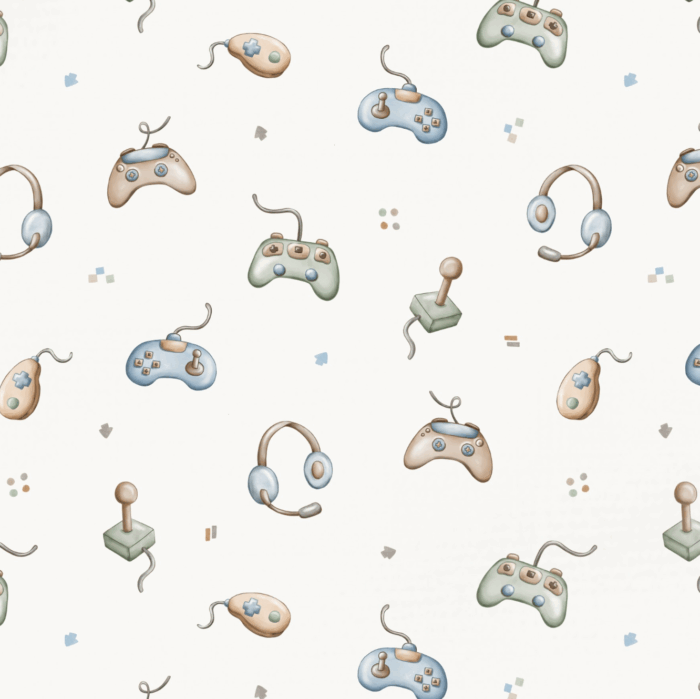 Tissu Imprimé Console de Jeux Crème, 10 tissus au choix