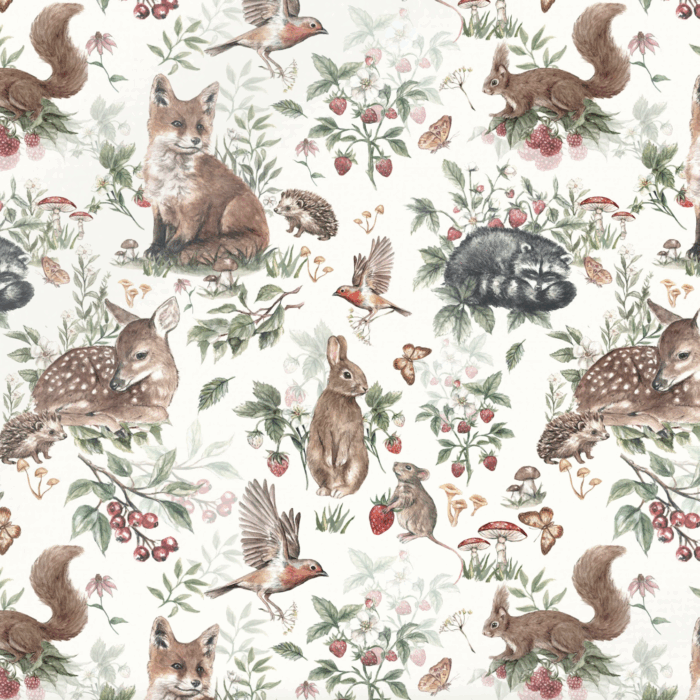 Tissu Animaux de la Foret Fruits, 10 tissus au choix