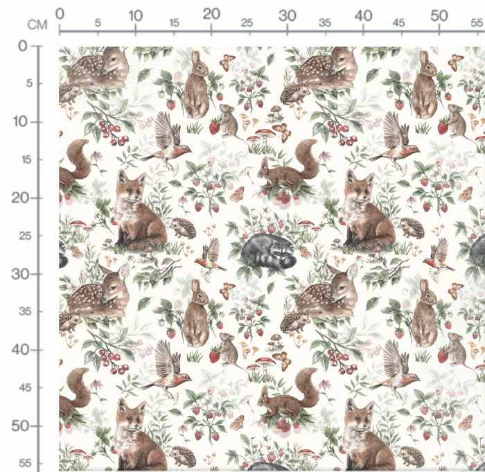 Tissu Animaux de la Foret Fruits, 10 tissus au choix – Image 2