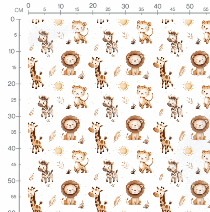 Tissu Imprimé Animaux Safari Soleil, 10 tissus au choix – Image 2