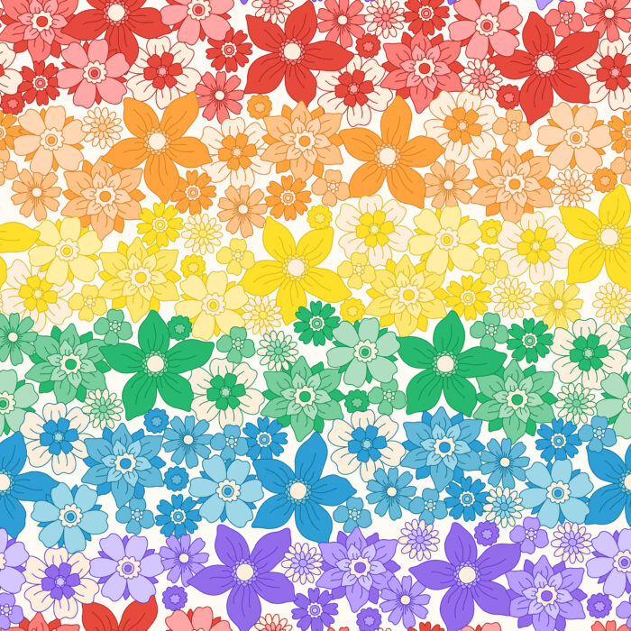 Tissu Imprimé Arc-en-ciel de Fleurs, 10 tissus au choix