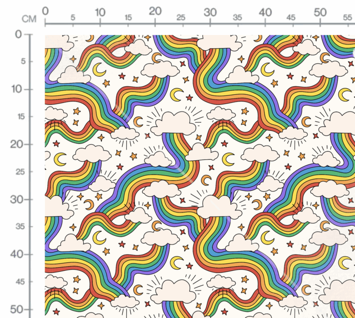 Tissu Imprimé Arc-en-ciel Etoiles Nuages, 10 tissus au choix – Image 2