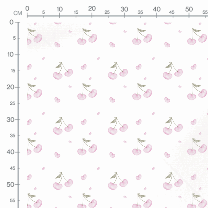 Tissu Imprimé Cerise Rose Coeur, 10 tissus au choix – Image 2