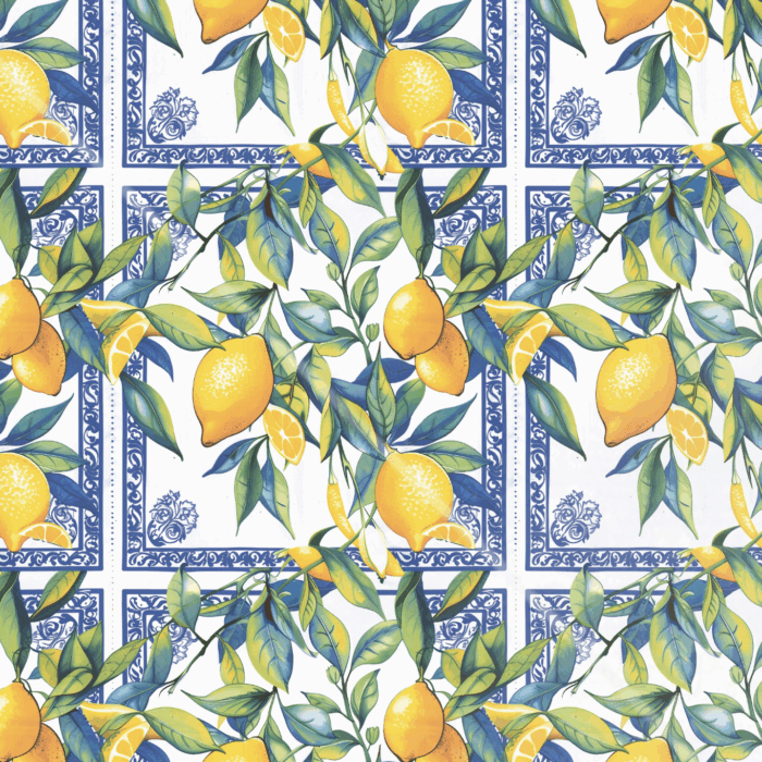 Tissu Imprimé Citrons Carreaux Feuilles, 11 tissus au choix