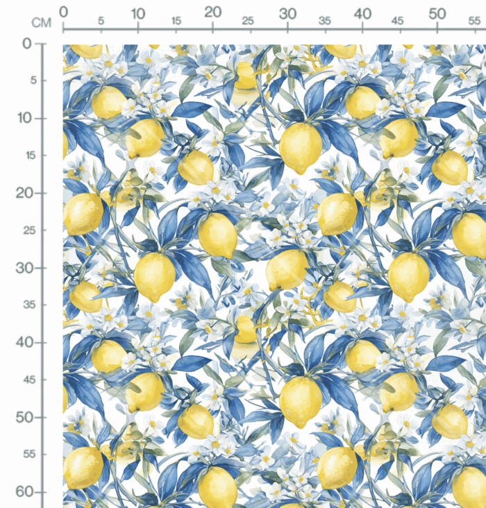 Tissu Imprimé Citrons Fleurs Blanches, 11 tissus au choix – Image 2