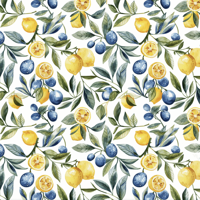 Tissu Imprimé Citrons Olives, 11 tissus au choix