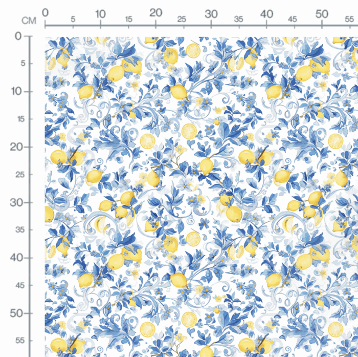 Tissu Imprimé Citrons Vintage Bleu, 11 tissus au choix – Image 2