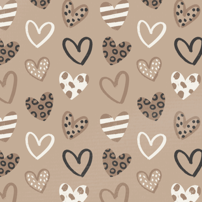Tissu Imprimé Petits Coeurs Motifs Latte, 10 tissus au choix