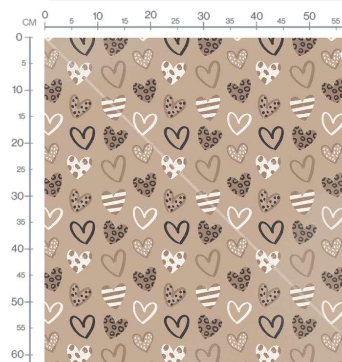 Tissu Imprimé Petits Coeurs Motifs Latte, 10 tissus au choix – Image 2
