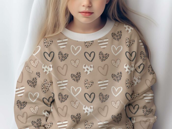 Tissu Imprimé Petits Coeurs Motifs Latte, 10 tissus au choix – Image 3