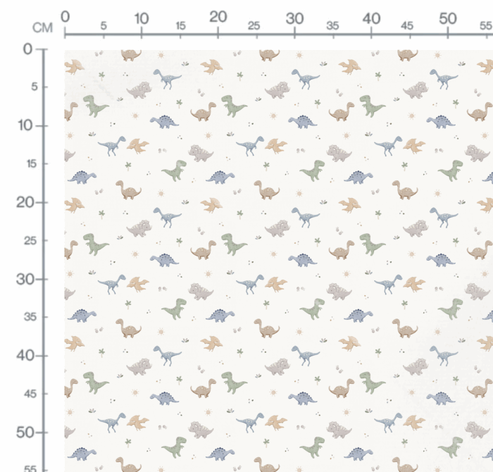 Tissu Imprimé Dino Petit Soleil Crème, 10 tissus au choix – Image 2