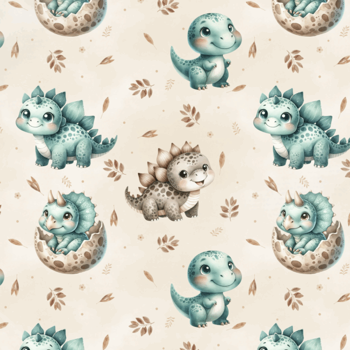 Tissu Imprimé Dinosaure Mignon Oeuf Beige, 10 tissus au choix