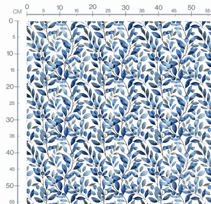 Tissu Imprimé Feuilles Olives Bleu, 11 tissus au choix – Image 2