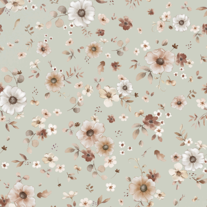 Tissu Fleurs Bohème Passion Vert, 10 tissus au choix