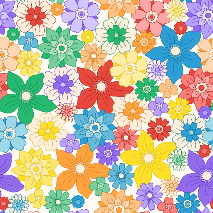 Tissu Imprimé Fleurs Rainbow, 10 tissus au choix