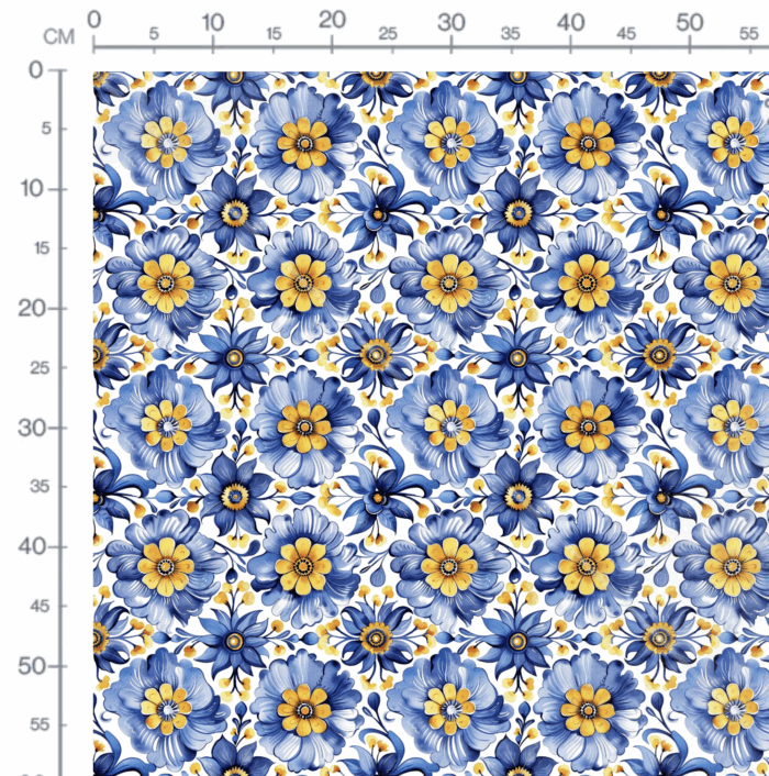 Tissu Imprimé Fleurs Sud Vintage Bleu, 11 tissus au choix – Image 2