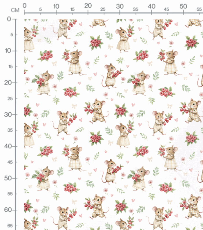 Tissu Imprimé Framboise Souris Vintage, 10 tissus au choix – Image 2