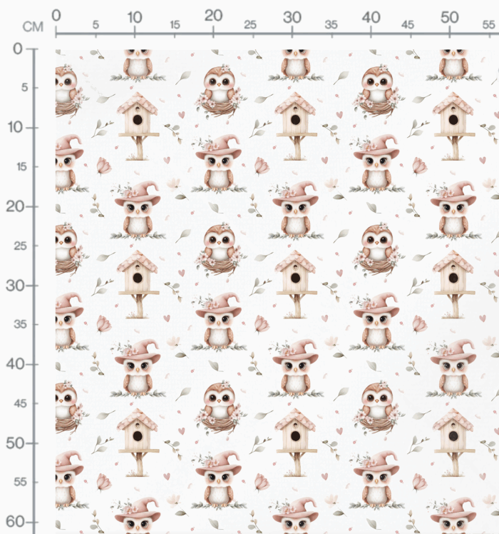 Tissu Imprimé Hibou Mignon Fleurs, 10 tissus au choix – Image 2