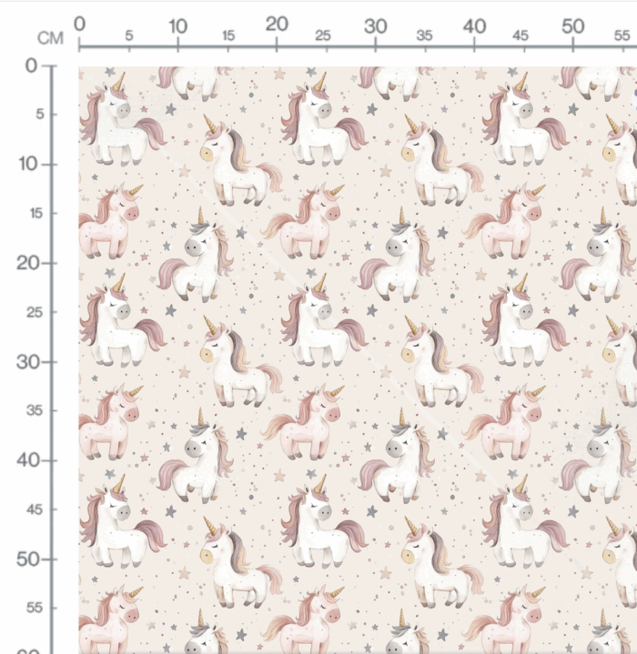 Tissu Imprimé Licornes Blanches et Roses, 10 tissus au choix – Image 2
