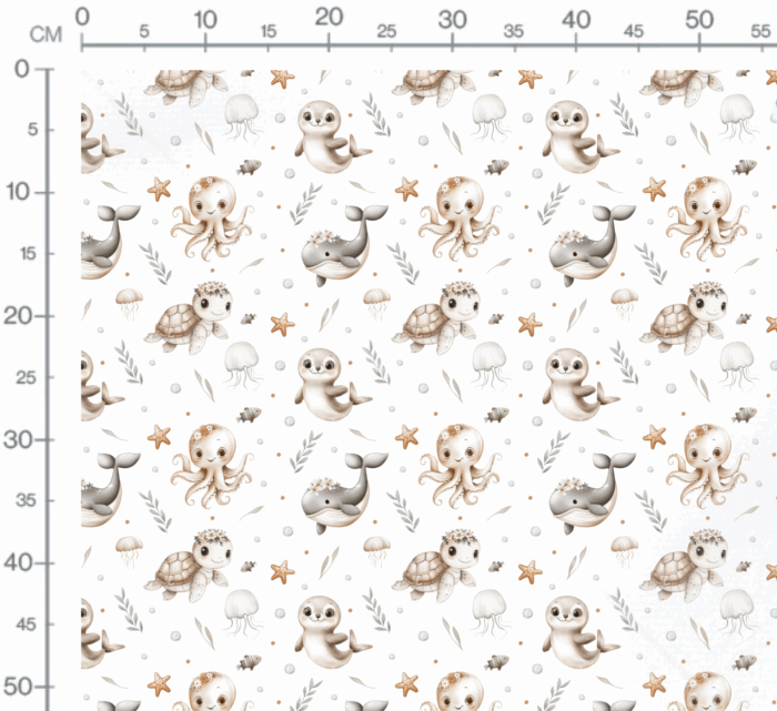 Tissu Imprimé Ocean Animaux Mignons , 11 tissus au choix – Image 2