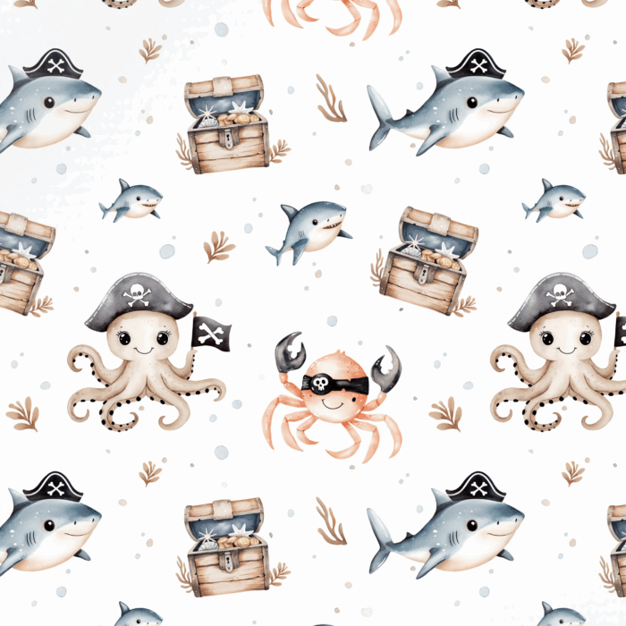 Tissu Imprimé Ocean Animaux Pirates , 11 tissus au choix