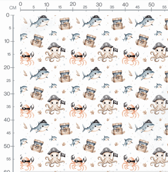 Tissu Imprimé Ocean Animaux Pirates , 11 tissus au choix – Image 3