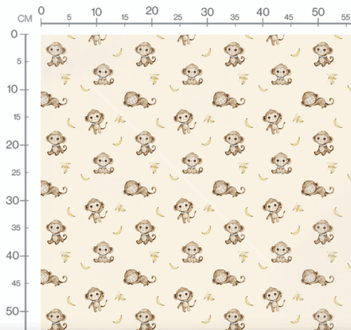 Tissu Imprimé Singe Mignon Banane Beige, 10 tissus au choix – Image 2