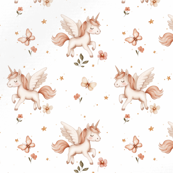 Tissu Imprimé Licorne Rose Papillons, 10 tissus au choix