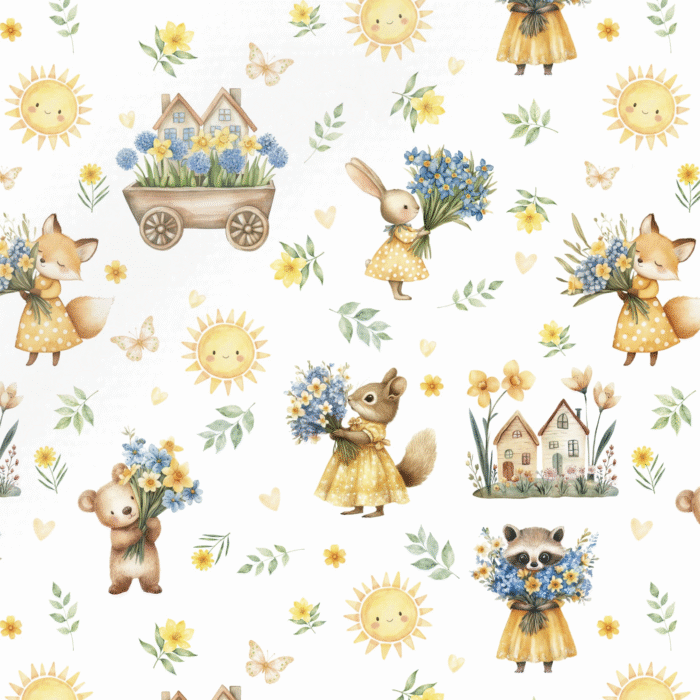 Tissu Imprimé Animaux Fleurs Soleil, 10 tissus au choix