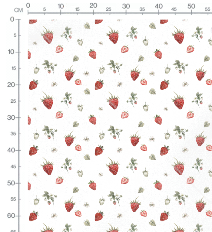 Tissu Imprimé Fraises Rouges et Vertes, 10 tissus au choix – Image 2