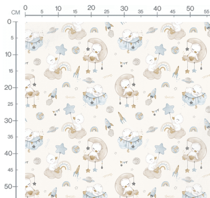 Tissu Imprimé Canard Ciel Creme, 10 tissus au choix – Image 3