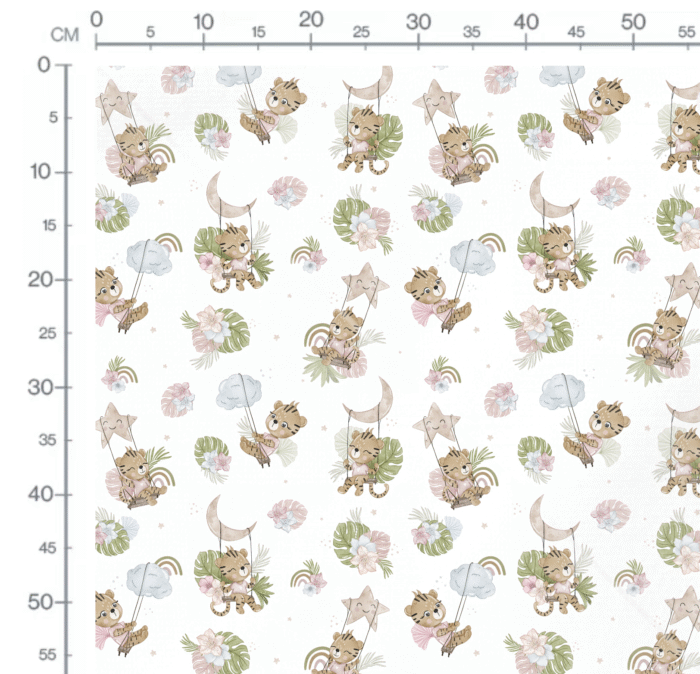 Tissu Imprimé Tigre Balancoire Blanc Vert, 10 tissus au choix – Image 2