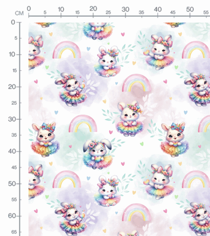 Tissu Imprimé Lapin Magique Arc-en-ciel, 10 tissus au choix – Image 2