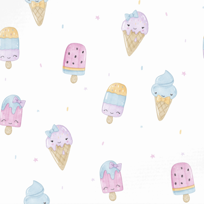 Tissu Imprimé Glaces Mignonnes, 10 tissus au choix
