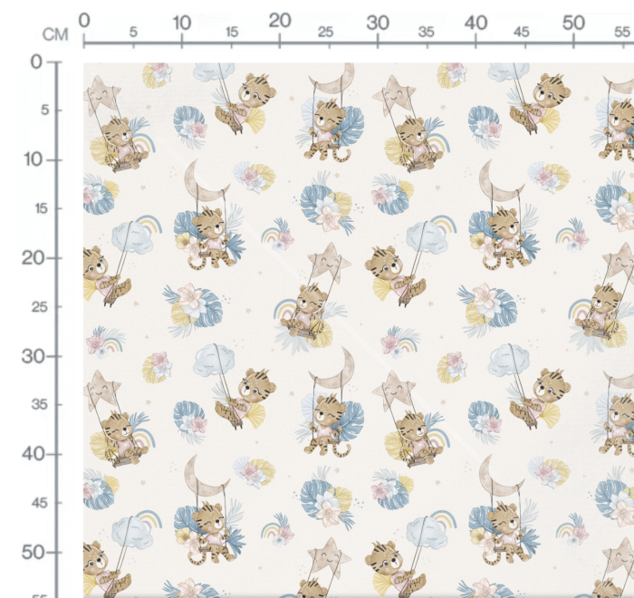 Tissu Imprimé Tigre Balancoire Creme, 10 tissus au choix – Image 2
