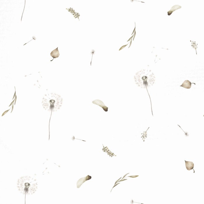 Tissu Fleur Pissenlit Blanc, 10 tissus au choix