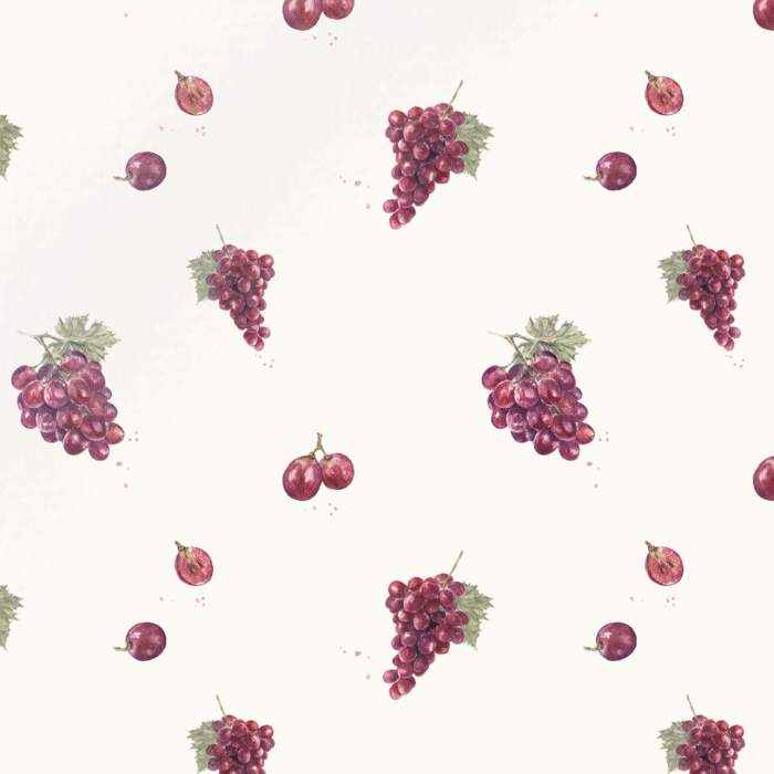 Tissu Imprimé Fruits Raisins Crème, 10 tissus au choix