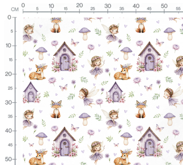 Tissu Imprimé Fée Biche Violet, 10 tissus au choix – Image 2