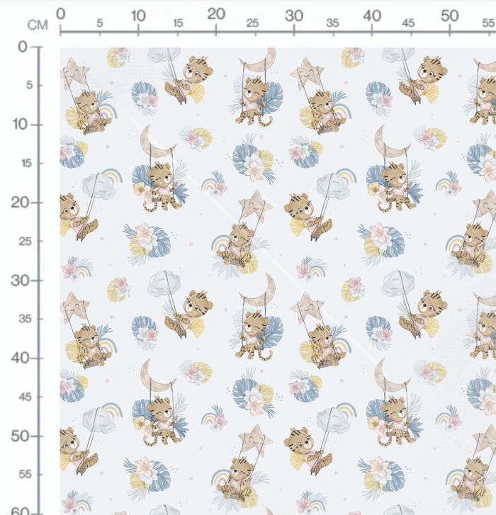 Tissu Imprimé Tigre Balancoire Bleu, 10 tissus au choix – Image 2