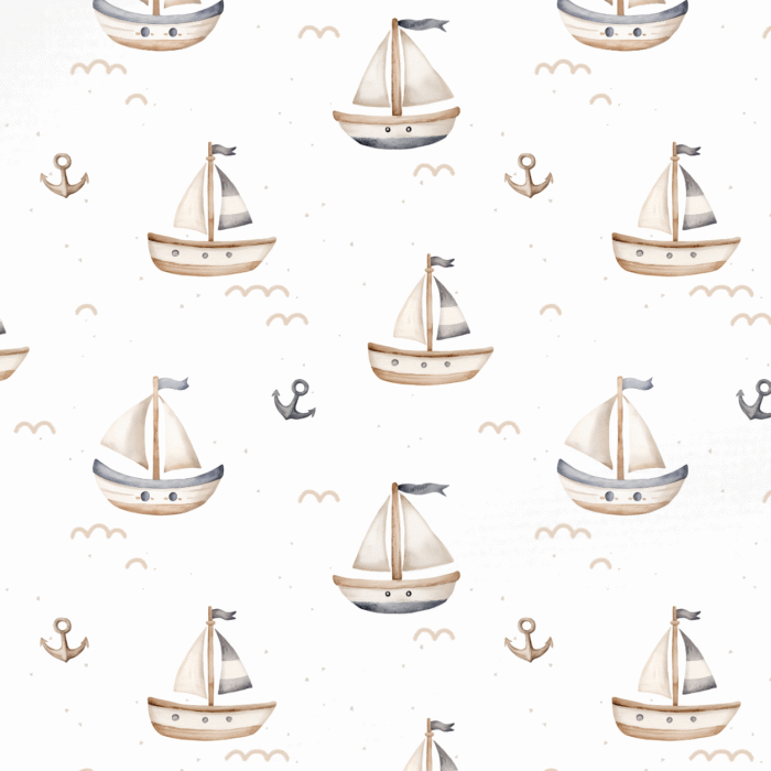 Tissu Imprimé Marin Bateau en Bois, 10 tissus au choix