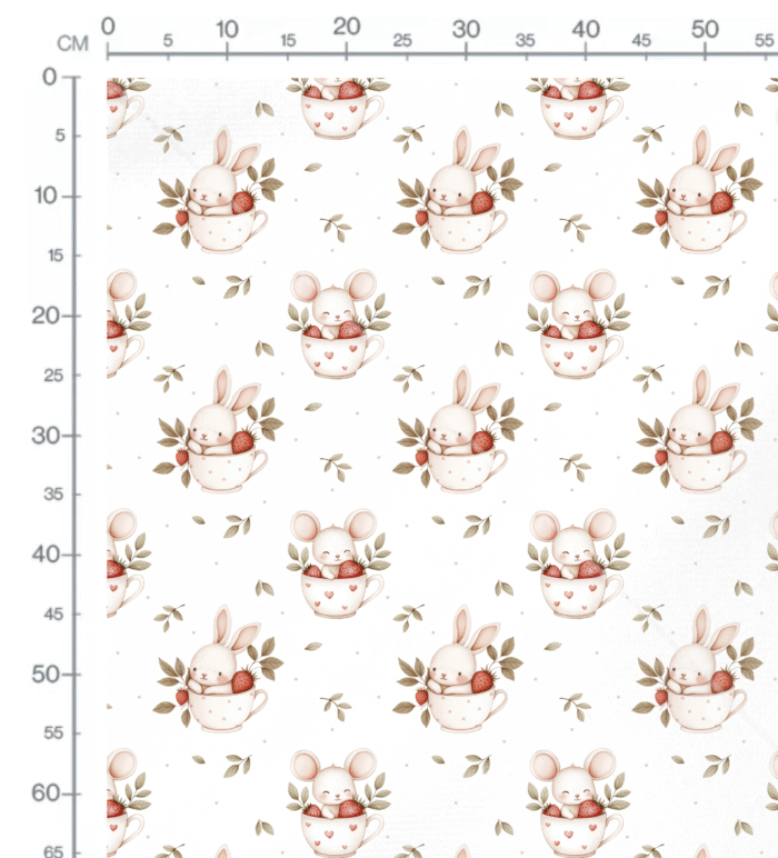 Tissu Imprimé Lapin et Souris Fraise, 10 tissus au choix – Image 2