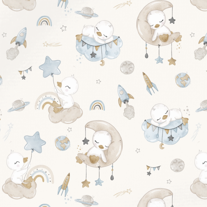 Tissu Imprimé Canard Ciel Creme, 10 tissus au choix