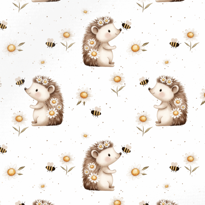 Tissu Imprimé Abeille et Hérisson, 10 tissus au choix